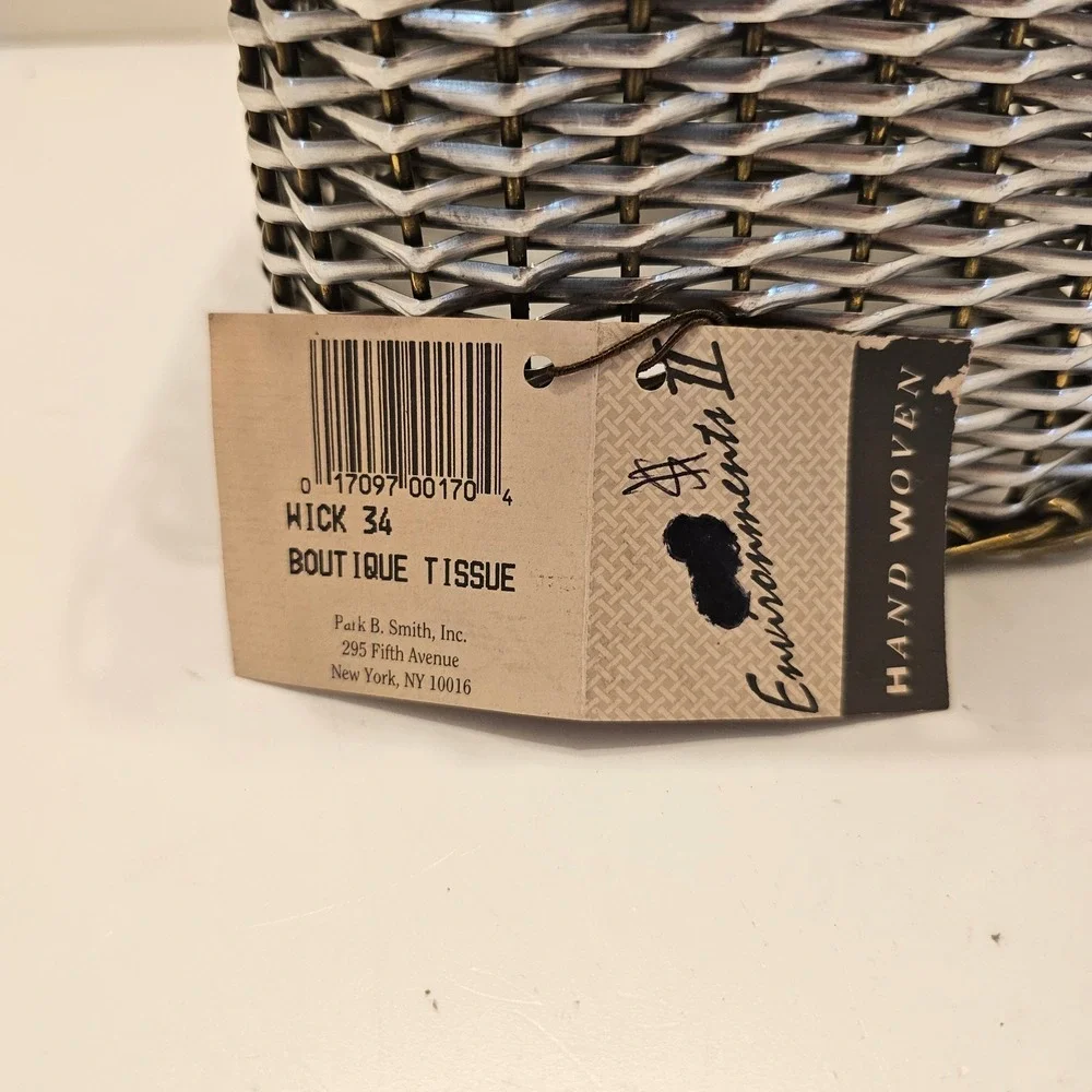 Park B. Smith Environments II Hand Woven Metal Tissue Box Cover Silver Brass